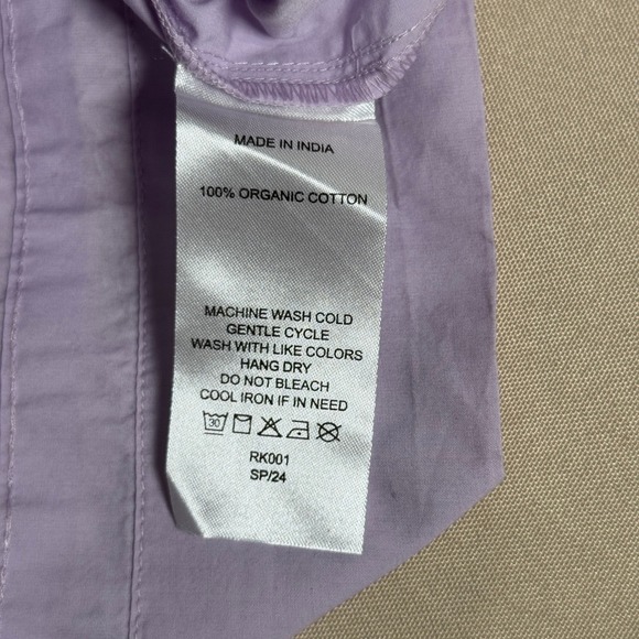 Quince 100% Organic Cotton Poplin Tiered Maxi Dress Pastel Lilac Size Large NWT - Picture 7 of 16